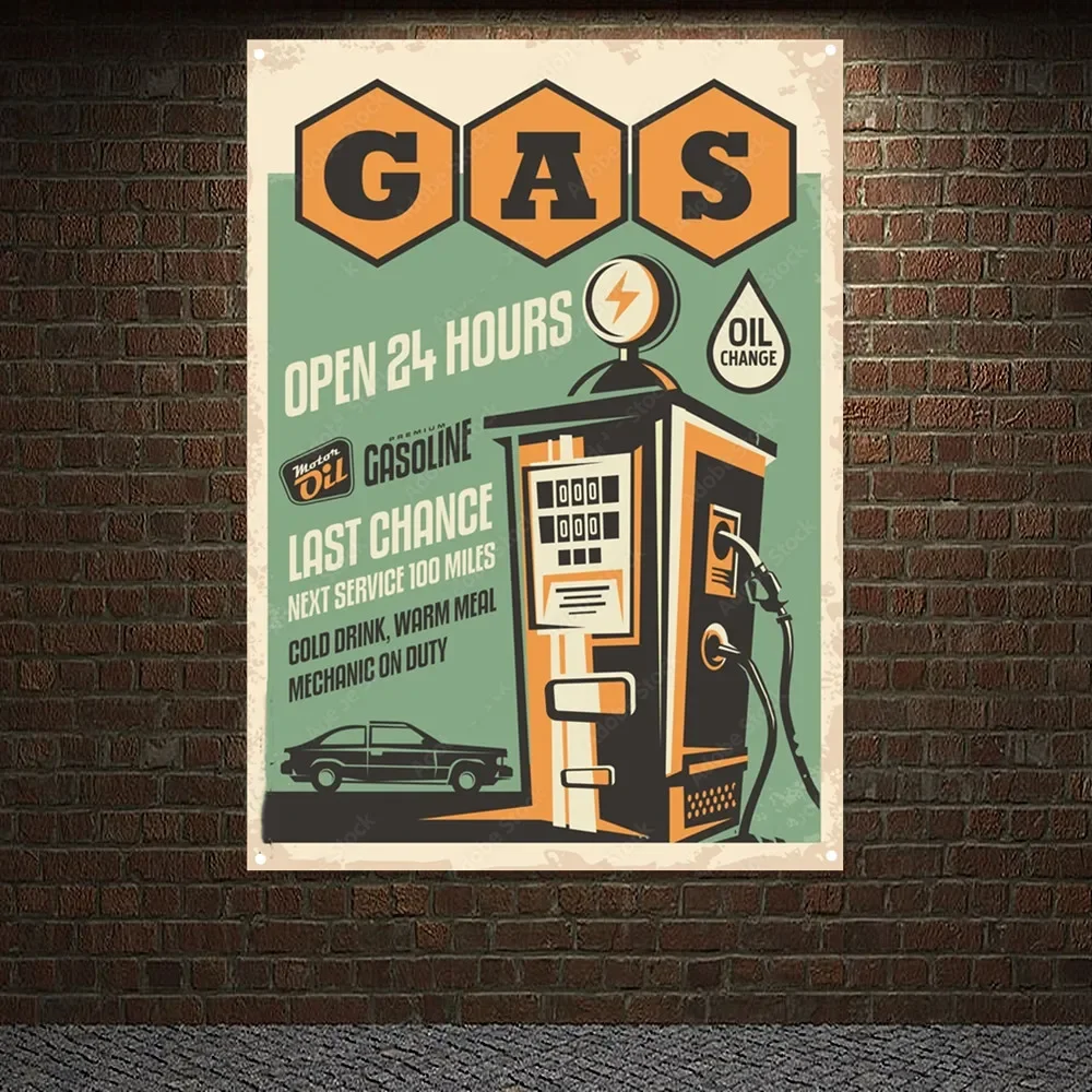 Auto Repair Shop Open - Tankstelle OFFEN 24 Stunden Vintage AUTO