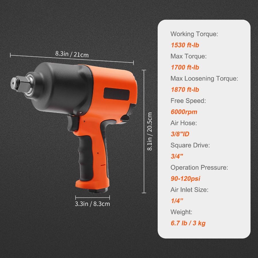 3/4-Zoll-Druckluftschlagschrau – Pneumatic Impact Wrench Bewertung und Preis